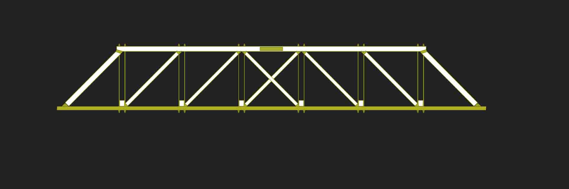 Original 100’ Bennett design with top chords & principals highlighted